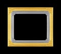 Gold and gray picture frame on black background. Royalty Free Stock Photo