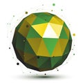 Gold and green abstract 3D vector network object, art symmetric