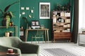 Gold and green cozy apartment Royalty Free Stock Photo