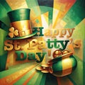 Gold and Green Happy St. Patty\'s Day Logo Art Royalty Free Stock Photo