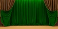 gold and green Red Curtain, opera scene drape backdrop, concert grand opening or cinema premiere backstage,
