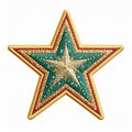 Gold Green Red Embroidered Glitter Star Patch Royalty Free Stock Photo