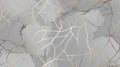 Gold and grey tile pattern in kintsugi style. Royalty Free Stock Photo
