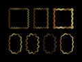 Gold groovy border frames with wavy golden lines