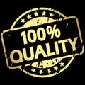 gold grunge stamp with Banner 100% quality Royalty Free Stock Photo