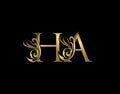 Gold H, A and HA Luxury Letter Logo Icon. Graceful royal style. Luxury alphabet arts logo