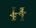 Gold H Luxury Logo Icon, Classy Letter Logo Design. Luxury Silver calligraphic alphabet arts logo