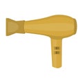 Gold hair dryer. Isolated on white. Vector illustration