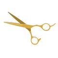 Gold hair scissors. Isolated on white. Vector illustration.