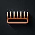 Gold Hairbrush icon isolated on black background. Comb hair sign. Barber symbol. Long shadow style. Vector Royalty Free Stock Photo