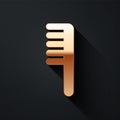 Gold Hairbrush icon isolated on black background. Comb hair sign. Barber symbol. Long shadow style. Vector Illustration Royalty Free Stock Photo