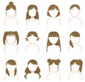 Gold hairstyle icon collection set Royalty Free Stock Photo