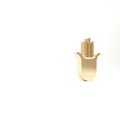 Gold Hamsa hand icon isolated on white background. Hand of Fatima - amulet, symbol of protection from devil eye. 3d