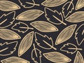 Gold hand drawn leaf pattern texture vector Royalty Free Stock Photo