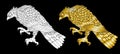 Gold Hand drawn traditional Japanese Eagle.Native American Eagle attacking.Old-school tattoo design.