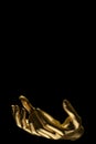 Gold hands on black background. 3D illustration