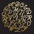 Gold Handwritten alphabet