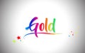 Gold Handwritten Word Text with Rainbow Colors and Vibrant Swoosh