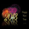 Gold 2018 Happy New Year Fireworks Royalty Free Stock Photo