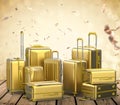Gold hard case luggages