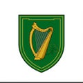Gold Harp and Shamrock on Green Shield Royalty Free Stock Photo