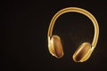 Gold headphones 3d illustration backgrounds