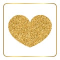 Gold heart glitter metal sign Royalty Free Stock Photo