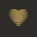 gold heart icon line. glitter logo, love symbol. use in decoration, design as the emblem. vector illustration.
