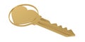 Gold Heart Key  isolated on white background 3D illustration Royalty Free Stock Photo