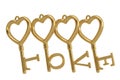 Gold heart key isolated on white background. 3D illustration Royalty Free Stock Photo