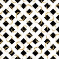 Gold heart seamless pattern. Black-white geometric stripes, golden grunge confetti-hearts. Symbol of love, Valentine day Royalty Free Stock Photo