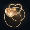 Gold heart shape medallion. Luxurious expensive jewelry. Royalty Free Stock Photo