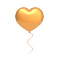 Gold heart shaped balloon isolated on white background Royalty Free Stock Photo