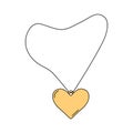 Gold heart-shaped medallion. Pendant in cartoon style. Vector illustration isolated on a white Royalty Free Stock Photo