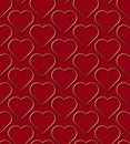 Gold hearts on red backdrop. Valentine\'s Day Royalty Free Stock Photo
