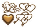 Gold hearts set for wedding design