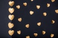 Gold hearts stickers on dark background Royalty Free Stock Photo