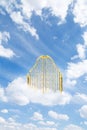 Gold heavens gate in the sky / 3D illustration Royalty Free Stock Photo