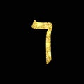 Gold Hebrew letter. The Hebrew alphabet. Golden Kaf.