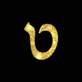 Gold Hebrew letter. The Hebrew alphabet. Golden Tet.