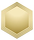 Gold hexagon emblem mockup. Realistic blank badge