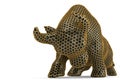 Gold hexagon mesh bull on white background.3D illustration. Royalty Free Stock Photo