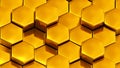 Gold hexagons 3D geometric background