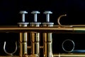 Gold trumpet and black background Royalty Free Stock Photo