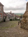 gold hill shaftesbury beautiful old england walkway path cottage Royalty Free Stock Photo