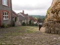 gold hill shaftesbury beautiful old england walkway path cottage Royalty Free Stock Photo