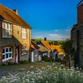 Gold Hill in the village of Shafetsbury, rural Dorset, UK Royalty Free Stock Photo