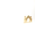 Gold Hindu spiritual temple icon isolated on white background. 3d illustration 3D render