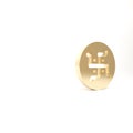 Gold Hindu swastika religious symbol icon isolated on white background. 3d illustration 3D render