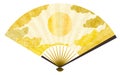 Gold Hinomaru Fan, Japanese Pattern Sea of Clouds Backgrounds Web graphics